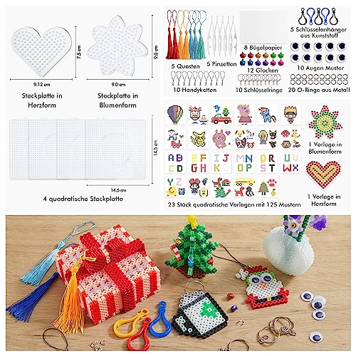 INSCRAFT Ironing Beads Set, 25000 Pieces Large Ironing Beads 5 mm, 26 Colours XL Ironing Beads, Large Ironing Beads with 10 Ironing Paper, 127 Beads Templates and 4 Ironing Beads Plates, Beads from 3 Years