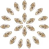 MECCANIXITY 128 Pcs Horse Eye Shape Rhinestones, 9 x 18 mm Point Back Rhinestone Beads for Jewelry Making Crafts Costume Crystal Embellishments, Champagne
