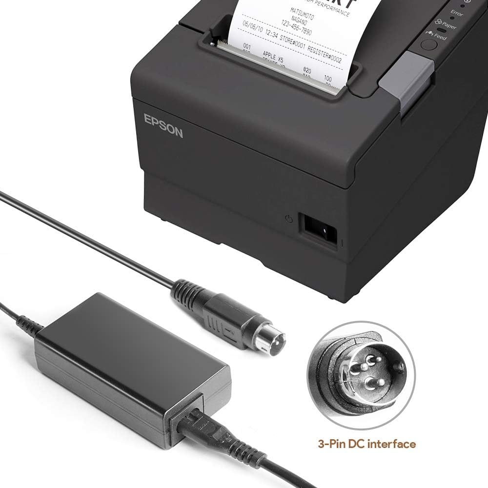 TAIFU 24V 2.5A AC Adapter Comaptible With C825343 TM-T20II Direct Thermal Printer C31CD52062 C31CB10021 TM-T88V TM-T88II TM-88III PS-180 TM-U220B Thermal Receipt Printer 3-Pin Power Supply Cord - Image 5