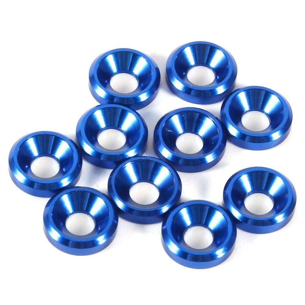 Bolt Washer BE-TOOL M5 Countersunk Washer Anodized Aluminum Cup Washer for Car Blue (Pack of 10)