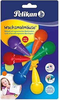 Pelikan 803328 Wachsmalmäuse farbig Sortiert 6er Blister, rot