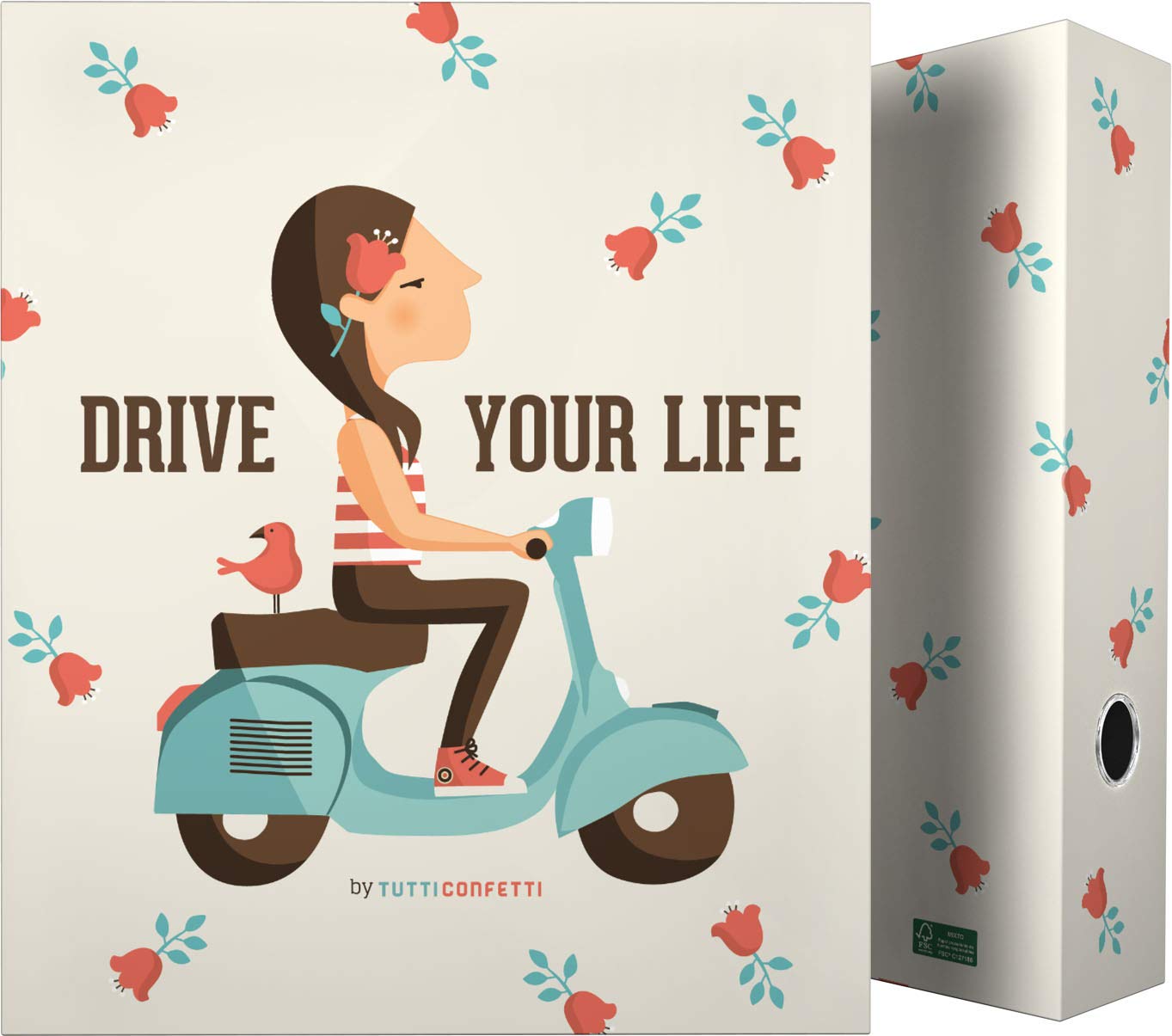 Grafoplás 88171946 Tutti Confetti Collection 4-Ring Binder 40 mm, Multicolor, A4