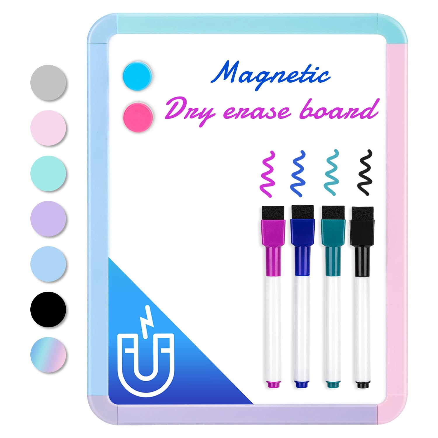 VUSIGN Small White Board Dry Erase,22 x 28 cm Magnetic Dry Erase Board, Mini Whiteboard with Markers for Kids, Students, Fridge, Wall, Locker