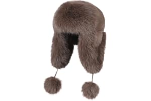 SIQITECHNO Women Faux Fur Trapper Hat with Pompoms Warm Classic Ear Flaps Hat Fuzzy Bobble Cap Warm Outdoor Ski Snow Cap