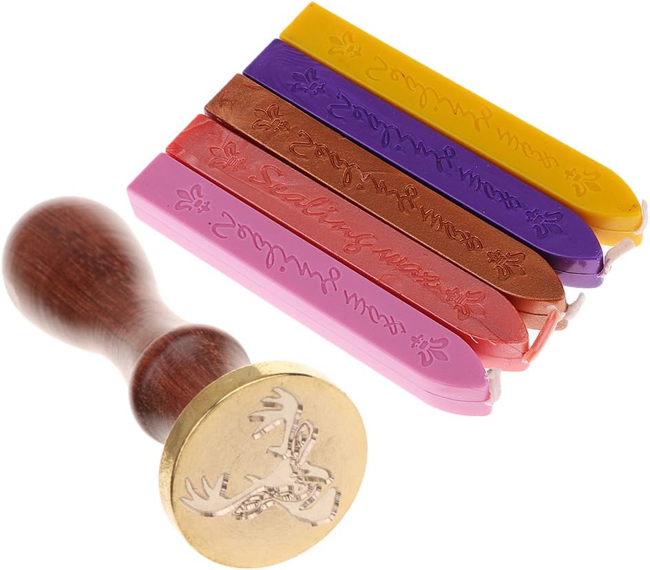 amleso Collectible Random Candle Wick Stick 5X+Seal Wax Stamp Sealing Deer for Card