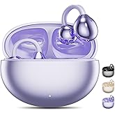 Jacuate Clip on Earbuds,Open Ear Earbuds Wireless Bluetooth 5.4, Lightweight Open Ear Headphones with Mic 58H Battery,Waterproof,for Sports, Running, Small Ears & Glasses Wearers,Workouts