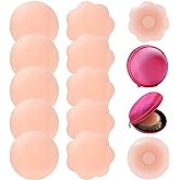 RIFNY Silicone Nipple Covers, Nippleless Pasties for Women Reusable Adhesive Invisible 6 Pairs Round and Petal with Case