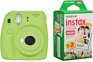 Fujifilm Instax Mini 9 Instant Camera (Lime Green) with Film Twin Pack Bundle (2 Items)