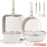 GIPP 18PCS Pots and Pans Set Non Stick Cookware Set with Detachable Handles | Non Toxic, PFOA &amp; PTFE Free,Induction Dishwasher Oven Safe, Space Saving, All Stoves Compatible,RV Camping Kitchen Set, White
