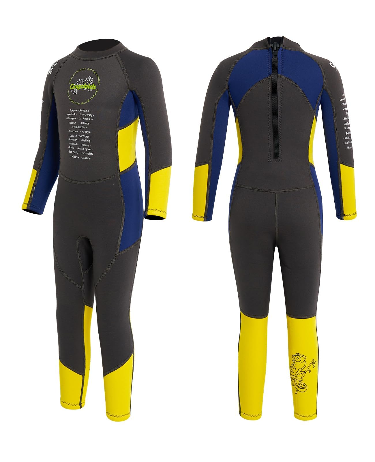 Gogokids Wetsuit Kids, Children 2.5mm Neoprene Thermal Swimsuit with UV 50+ Protection, Full Length One Piece for Ages 3-10 Boys & Girls Swimming, Surfing, Diving, Snorkeling