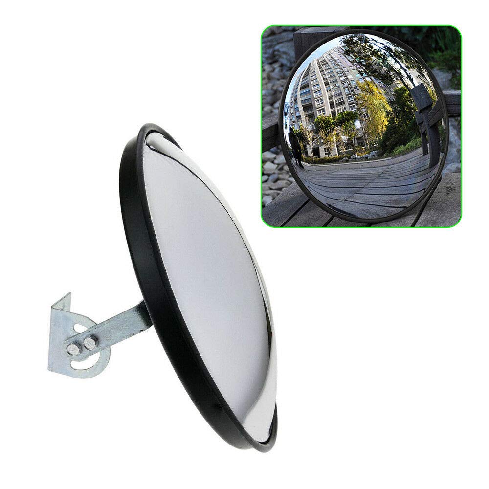 Convex Traffic Mirror 12 Inch Wide Angle Curved Security Mirror with Adjustable Fixing Bracket