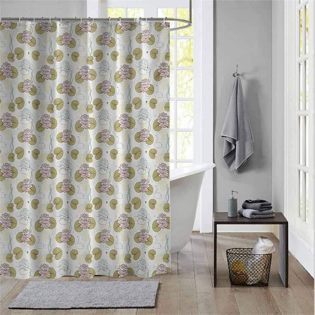Shower Curtain Liners SwanBlossoming Water Lilies with