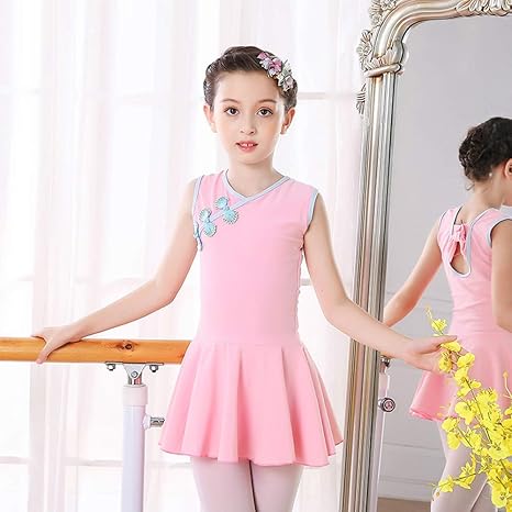 Amazon Co Jp 女の子バレエスカートダンス服 ステージパフォーマンス服中国風のドレス ショートパンツの組み合わせ 100 160 Cmの 女の子に適したノースリーブの夏の短いスカート ホーム キッチン