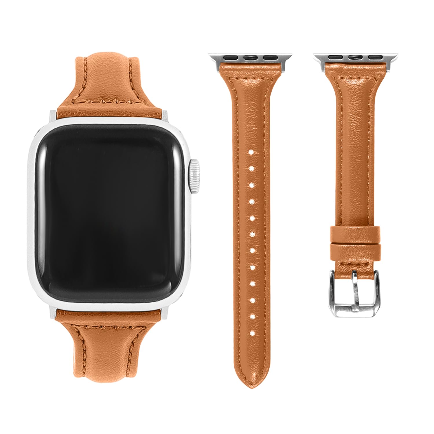 COHOLL Leather Bands Compatible with Apple Watch Band 38mm 40mm 41mm 42mm 44mm 45mm 49mm,Leather Strap Slim&Thin Replacement Wristband for iWatch Series Ultra/2/ SE/9/8/7/6/5/4/3/2/1 for Women and Men