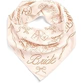 xo, Fetti Tan Bride Head Scarf, 27x27 in | Bachelorette Beige Bandana, Bridal Headwear, Bach Party Accessory, Bridesmaid Gift, White Wedding Handkerchief, Neutral Silk Hat