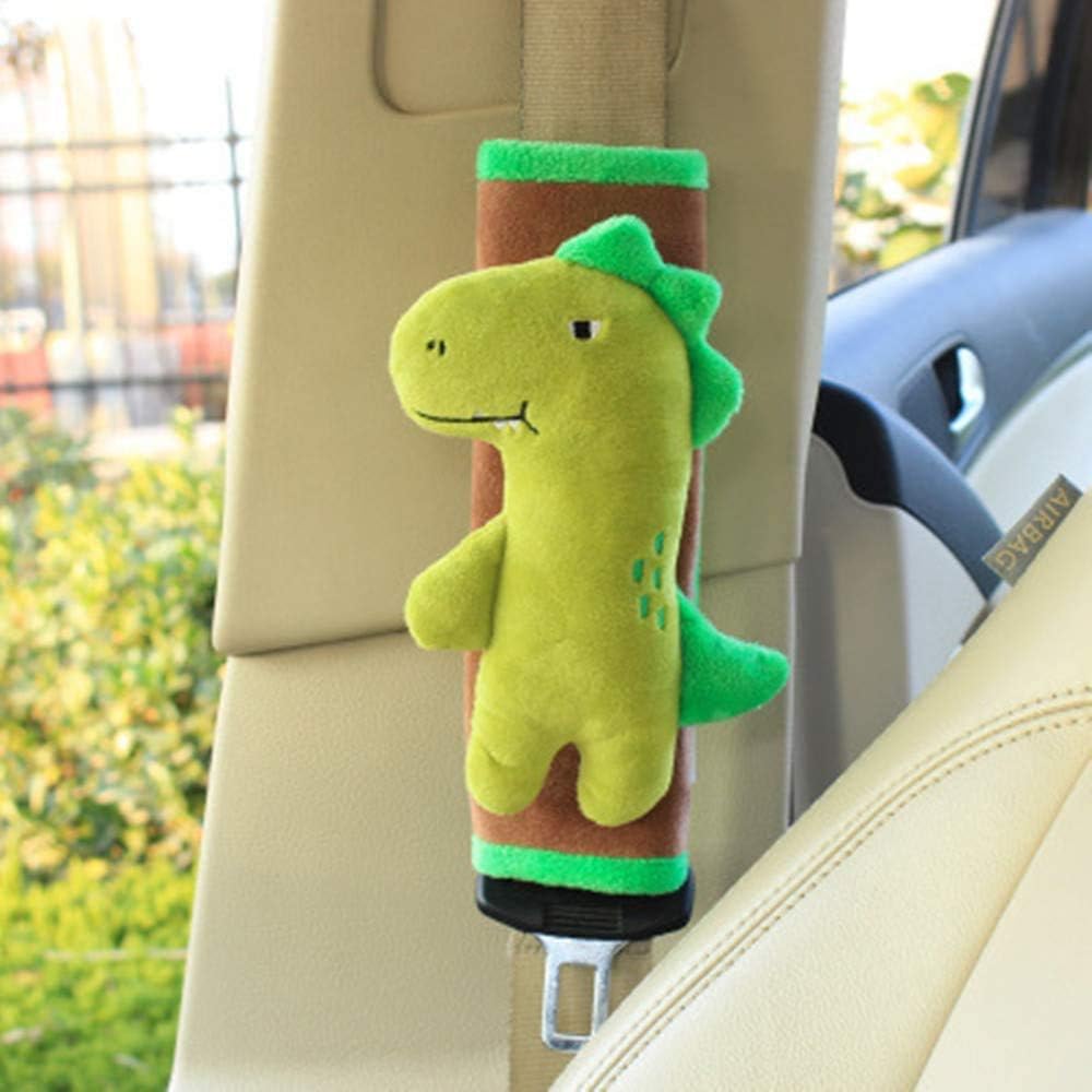 ITODA Cartoon Child Kid Car Seat Belt Cover Universal Harness Adjustable Shoulder Pad Cover Car Safety Belt Protector Cushion Support Plush Soft Seatbelt Strap Cover Clip Comfortable Safe Travel