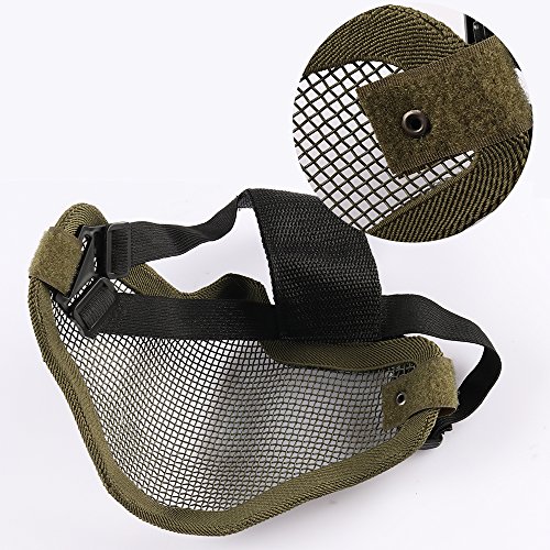 Vanmor Airsoft Mask Half Face Mesh Mask with UV400 Goggles for Hunting Shooting Paintball (Jungle Mask Set)