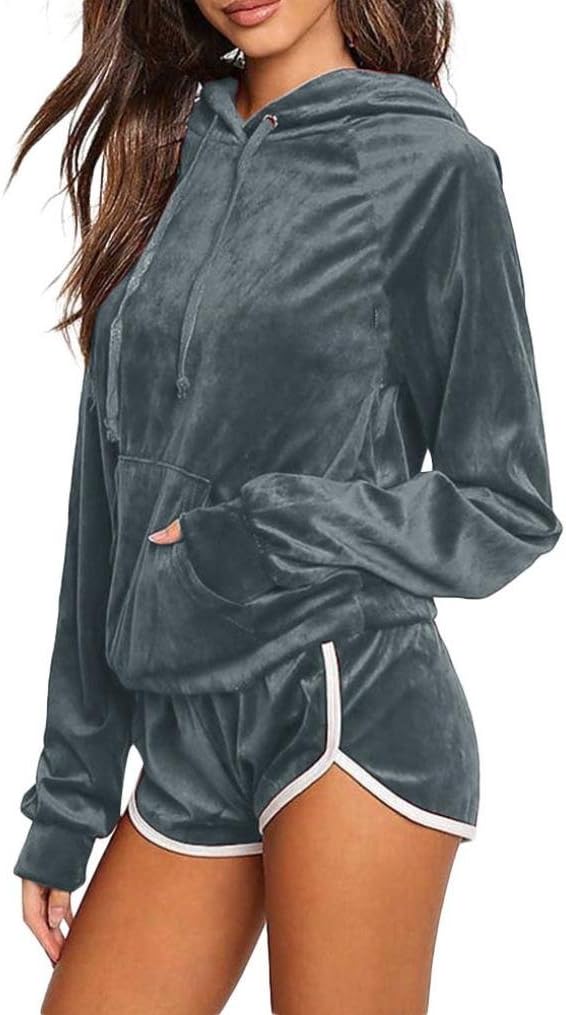 Needra Hoodie Sets Outfits Pullovers Tracksuits Flannel Velvet Hoodies Women Shorts Tops Gym Workout