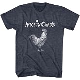 American Classics Alice in Chains Rooster Graphic T Shirt Navy Heather | Officially Licensed Alice in Chains Merch, Designed and Printed in the USA, Vintage Style Grunge Graphic Tee