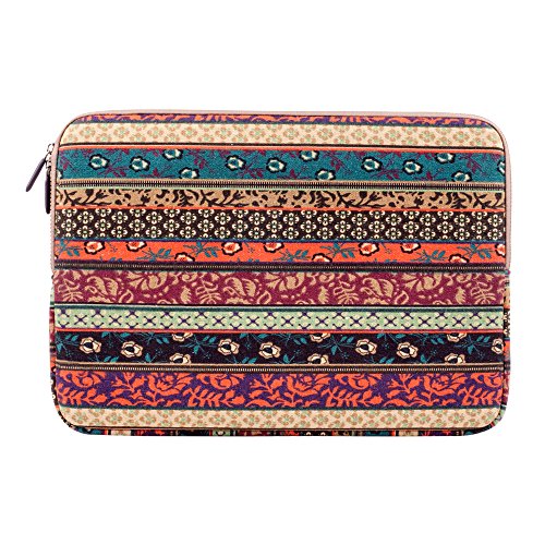 Plemo 13 Inch Bohemian Sleeve Canvas Fabric Carrying Notebook Case Bag Compatible with 13-13.3 Inch Notebook Tablet