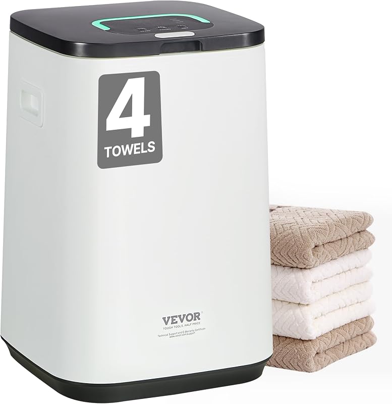 Sèche Serviettes 20 L, Chauffe Serviettes avec Écran LED et Voyant Lumineux en U, Seau Chauffe Serviettes Intelligent avec Minuterie Réglable, pour Couvertures Peignoirs Pyjama, Spa Massage