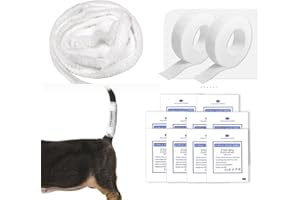 FEXICHUJI 13 Pcs Dog Tail Protector Bandage Set - Sterile Vet Wrap Gauze, Breathable Mesh Tail Dressing and Self-Adhesive Pet Bandage for Wound Care. Happy Dog Paw Nail Bandages, Paw Wounds for Pet Animals