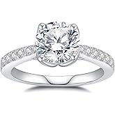 ZHOANLE Moissanite Engagement Rings for Women D Color VVS1 Clarity Brilliant Round Cut S925 Sterling Silver Promise Rings for Her Women Gifts