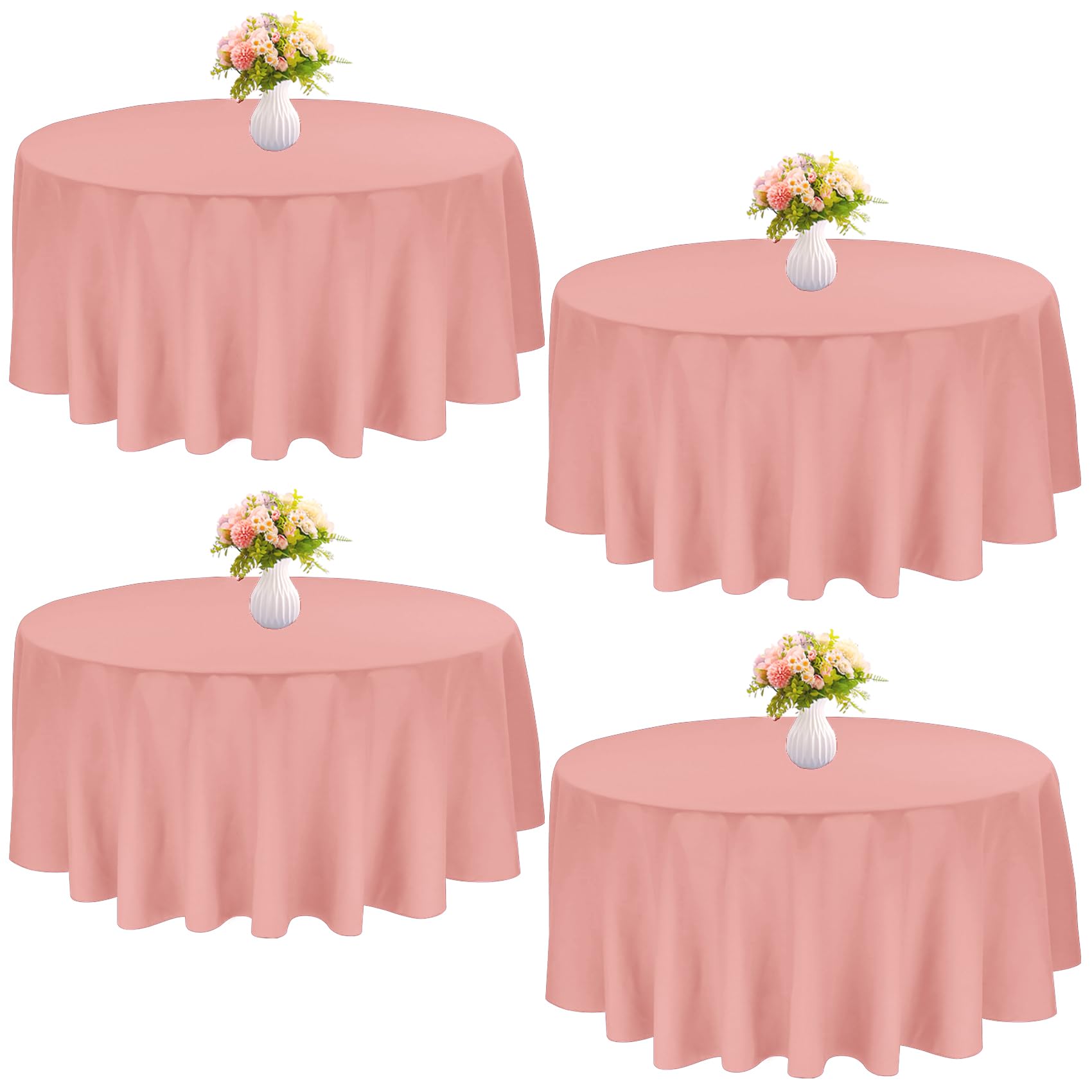 Photo 1 of JALANCY 4 Pack 90 Inch Round Tablecloth Polyester Washable Table Covers for Wedding Dining Table Buffet Parties Banquet Decor?Dusty Rose?