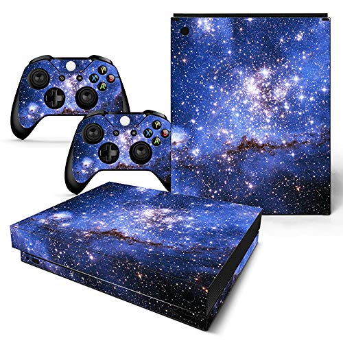 Sololife Blue Starry Sky Vinyl Skin Sticker for Xbox One X Console with Two Wireless Controller Decals