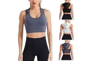 Tank Tops for Women Shapermint Hooded Cropped Cami Build in Bra U Neck Sleeveless Mesh Back Support for Yoga Gym Fitness