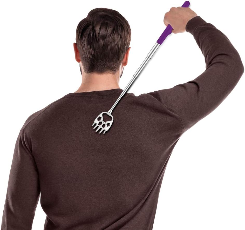 6 Pack Telescoping Back Scratcher - Bear Claw Back Scratchers - Portable Extendable Backscratcher with Rubber Handles in Black, Blue, Green, Purple, Red, Pink Color: Health & Personal Care