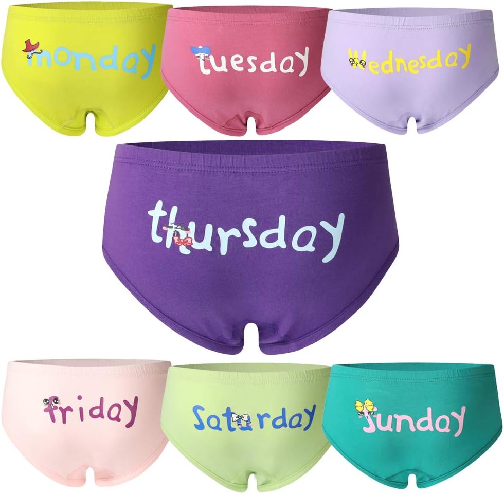 Core Pretty Toddler Girl Underwear Kids Panties Little Baby Briefs Days of The Week Underpants Size 2-5 Years(Pack of 7)
