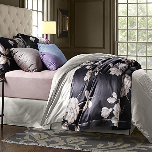 800TC [More colors] [European style] Pure cotton Plants and flowers Duvet Cover Set 4 Pieces(1Duvet cover 1Flat sheets 2Pillow)-A Queen2