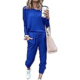 PRETTYGARDEN Women Fall 2 Piece Lounge Outfit Long Sleeve Tops High Waisted Jogger Pants Set Spring Travel Clothes Tracksuit