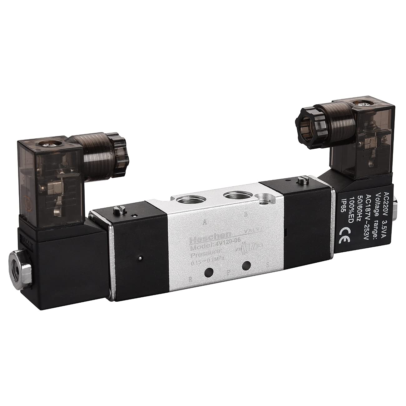 Heschen Electrical Pneumatic Solenoid Valve 4V120-06 220VAC PT1/8 5 Way 2 Position CE IP65