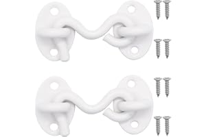 QJZXUEZHEN 2Pcs 2 inch Barn Door Lock, Cabin Hook Eye Latch Gate Door Swivel Window Door Hook with Mounting Screws (White)