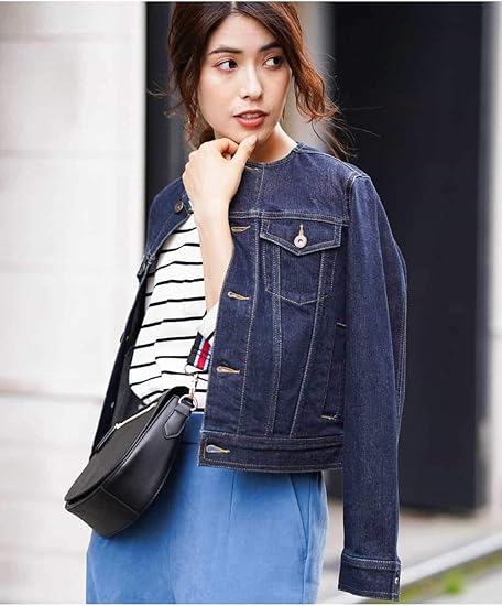 Amazon アーヴェヴェ A V V ノーカラーデニムジャケット K2jjg160 Xs ネイビー コート ジャケット 通販