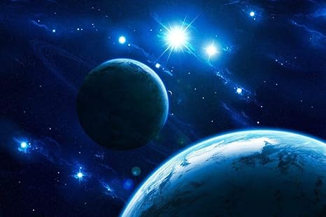 Amazon 惑星の壁紙 宇宙の壁紙 の上のスペースの青いライト キャンバス ステッカー 印刷 壁紙ポスター はがせるシール式 写真 特大 絵画 壁飾り1cmx80cm ウォールステッカー オンライン通販