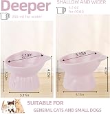 MEETOZ Ceramic Elevated Cat Bowls Pink Raised Food Water Dish Whisker Friendly view 2