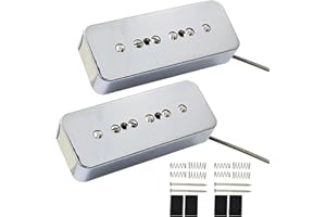 Phrilam Pro P90-BLA High output Alnico 5 P90 Soapbar Single Coil Pickup for LP SG Electric Guitar Neck Bridge Pickups Set, CR