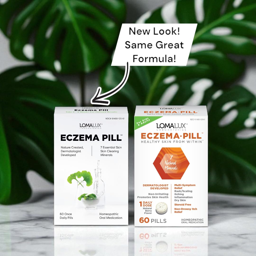 Loma Lux Eczema Pills – Natural Eczema Treatment Relief Remedy – Dermatologist Developed – 7 Minerals Clear & Prevent Severe Eczema Scaling, Rash, Anti Itch Skin Body Face for Adults, Kids, Toddlers
