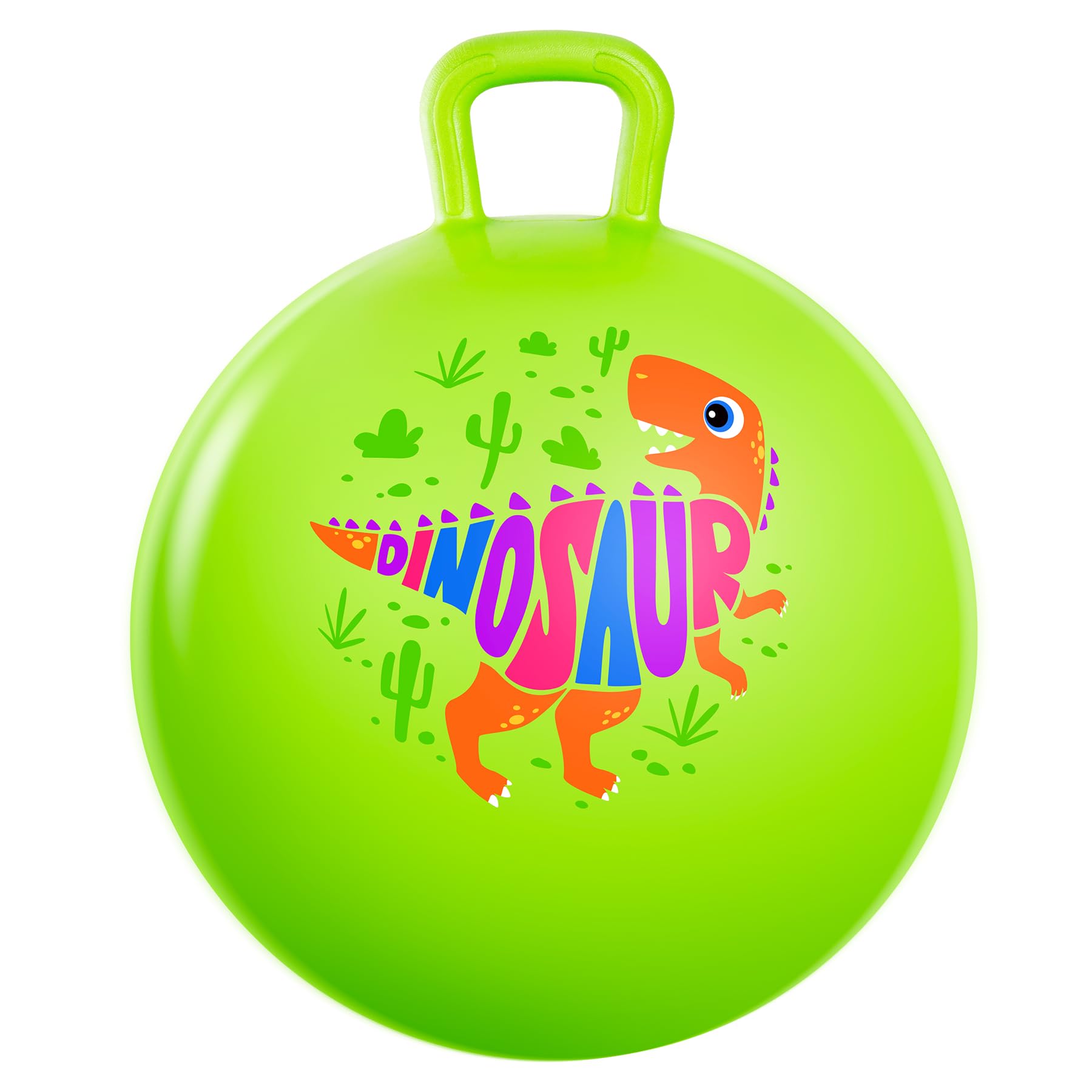 Photo 1 of PlayZap Hopper Ball for Kids 3-8,18 Inch Green Dinosaur Bouncy Ball with Handle, Inflatable Hippity Hop Bounce Hopping Toys Indoor Outdoor for Boys Girls Gifts
