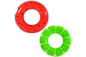 Audaisyly Children Swimming Ring, Inflatable Pool Floats Swim Tube Raft Toy with Fruits Mermaid Decorations Summer Water Fun Lounge Beach Lake Party Supplies for Kids
