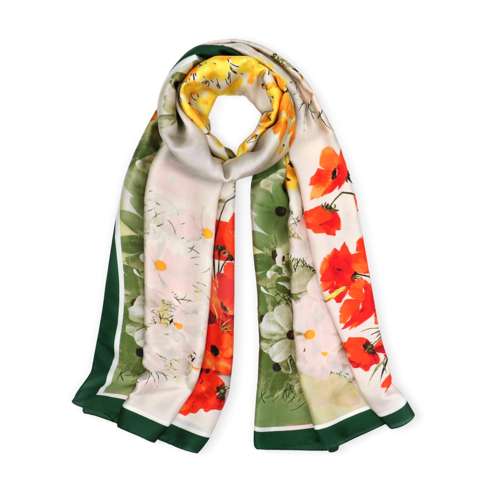 vimate Travel Satin Shawl Scarves-Summer Lightweight Red Silk Like Scarf and Oblong Head Wraps for Women Neck(Style 26)