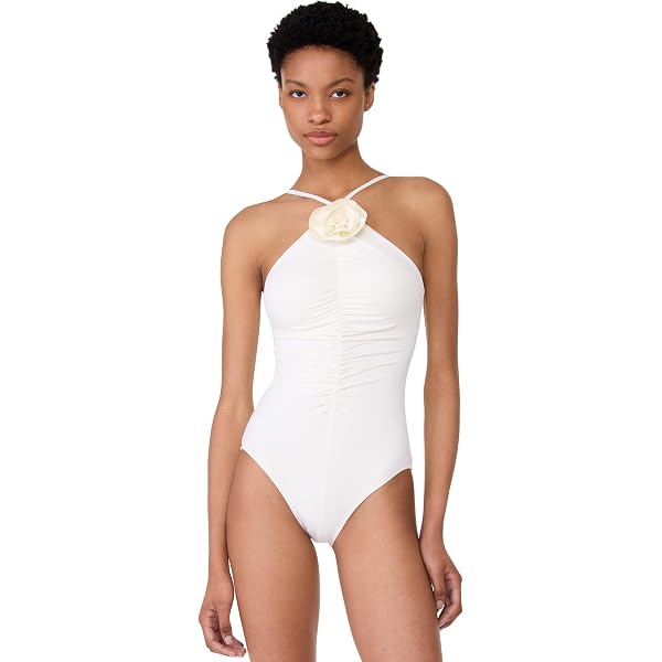 kate spade new york Women's Rosette Solids High Neck One Piece