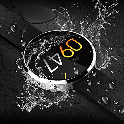 L@YC Smart Watch Round Screen Waterproof Heart Rate Monitoring Health Monitoring Music Control Remote Control Self-Timer, Silver Grey