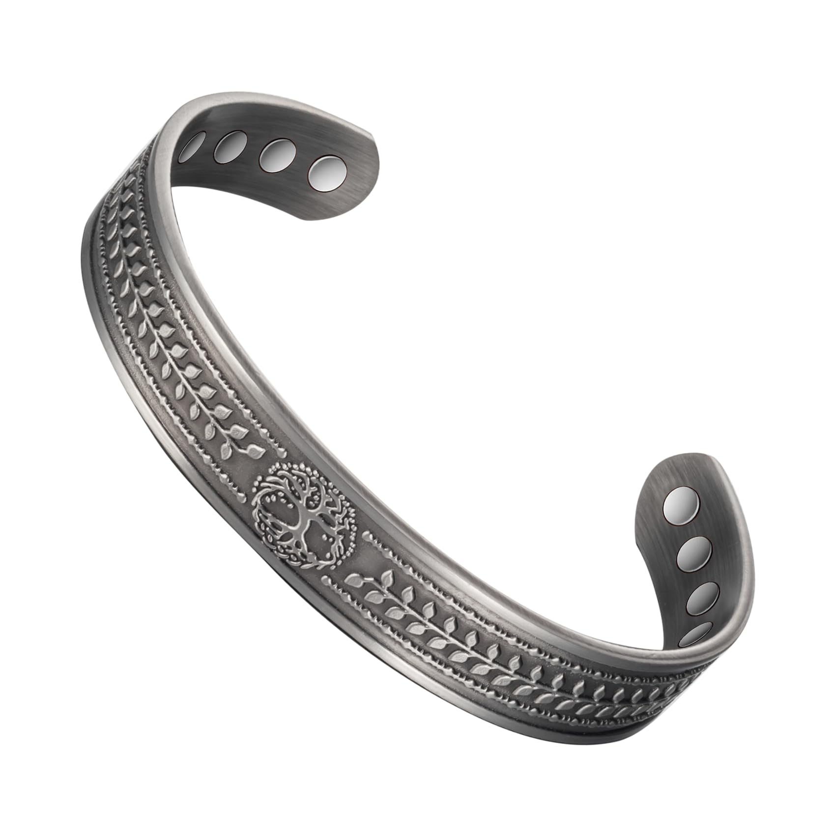 EnerCoppeX Pure Copper 8 Magnets Copper Bracelet for Men and Women Tree of Life Pattern Copper Bracelet 3500 Gauss Effective Magnet 6.5 Inch Adjustable Joint Bracelet (B)