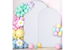 QIGEEKU Wedding Arch Cover 7.2FT, 6FT White Spandex Fitted Arch Cover for Round Top Chiara Arch Backdrop Stands Cover for Wedding Birthday Party Baby Shower Banquet Arch Decoration (White, 7.2FT, 6FT)