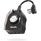 TiFFCOFiO Outdoor Timer Outlet, 24 Hour Mechanical Outdoor Timer for Lights, Outdoor Light Timer Waterproof, 2 Grounded Outle