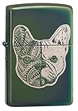 Zippo French Bulldog High Polish Green Design, one